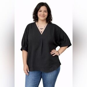 Andrée by Unit Black V-Neck Blouse | NWT Boutique Top